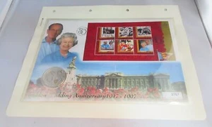 1947-1997 GOLDEN WEDDING ANNIVERSARY SP GUERNSEY £5 CROWN COVER PNC - Picture 1 of 7