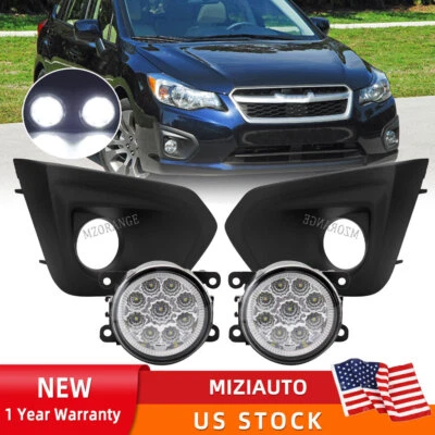 For 2012-2014 Subaru Impreza Front LED Bumper Fog Lights Lamps w/ Cover Bezels - Image 1 of 4