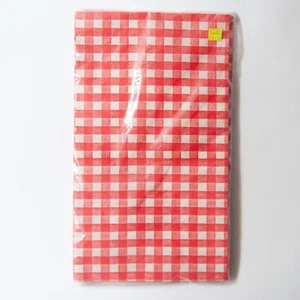 Vintage 90s Tuttle Press Red & White Check Pattern Vinyl 48" x 96" Tablecloth - Picture 1 of 8