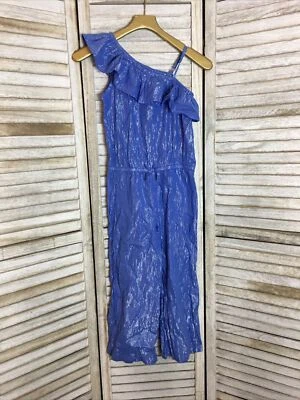 Cat & Jack Jumper Sz L 10/12 Periwinkle Metallic Holiday Cold Shoulder Ruffle - Image 1 of 4