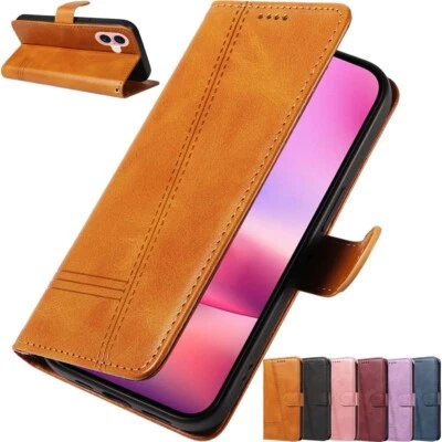 For iPhone 16 15 14 13 12 11 XR SE 7 8 Flip Wallet Card Stand Leather Case Cover - Image 1 of 4