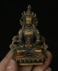 Chinesische Bronze Amitayus Langlebigkeit Gott Göttin Bodhisattva Avalokitesvara Statue