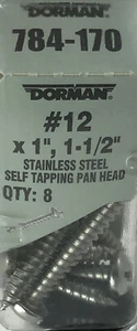 Dorman 784-170 Self Tapping Screw-Stainless Steel-Pan Head-No. 12 x 1 In., 1-1/2 - Picture 1 of 3