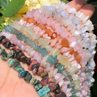 4-8mm Natural Multicolor Irregular Gemstone Chips Crystal Gravel Loose Beads 32” - Image 1 of 4