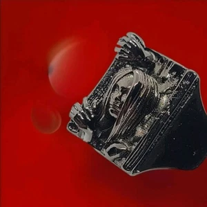 Carved Japanese Girl Ghost Ring Size 12 Irregular Shaped Mens Rock Steampunk - Picture 1 of 5