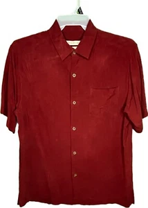 Tommy Bahama Original Fit Red Size Medium Silk Short Sleeve Button Up Shirt  - Picture 1 of 5
