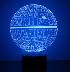 3D Illusion Death Star Lamp Acrylic LED Night Light Micro USB Table Desk Lamp - Picture 1 of 2