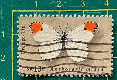 US Stamp 13 Cent, 1977 Butterflies, Orange-Tip Anthocaris midea, Used - Image 1 of 2