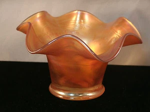 Vintage Fenton Blackberry Spray Marigold Carnival Hat Ruffled Edge Compote - Imagen 1 de 8