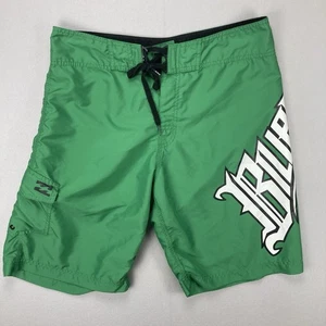 Billabong Boardshorts Mens 32 Green Surf Big Logo Spellout VTG Y2K Swim Shorts - Picture 1 of 11