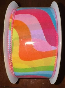 Kirkland Signature WireEdged Ribbon 2.5" Wide 50yd GLITTER Rainbow Colors - Picture 1 of 3