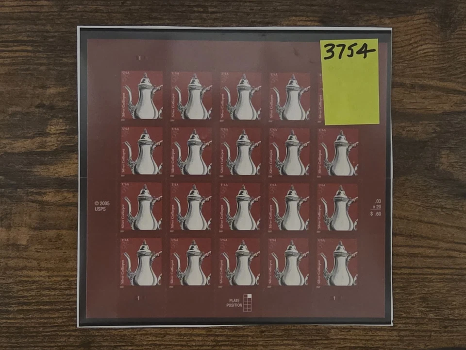 US - Scott 3754 - Silver Coffeepot - Full Sheet - MNH - Image 1 of 1