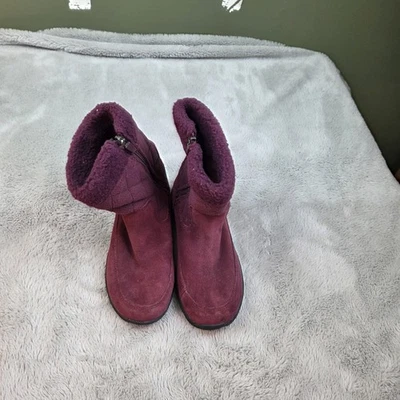 Bota de gamuza LL Bean para mujer talla 6 M forrada de lana roja borgoña cremallera lateral Primaloft Foto 1 de 4