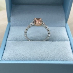 Bague de fiançailles émeraude IGI 2,78 TCW diamant cultivé en laboratoire or blanc et rose 14 carats - Photo 1 sur 18