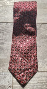 Bijoux Terner Men’s Geometric Chain Pattern Tie Genuine Silk 61” x 4” Handmade - Picture 1 of 8