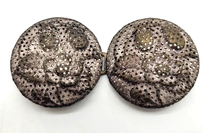 Antiguo Victoriano Plata Filigrana Faja Hebilla Par Floral Cinturón Capa Cierre De Colección Foto 1 de 4