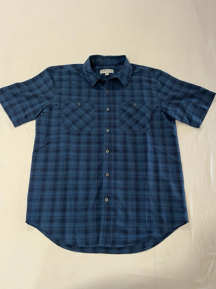 Camisa de pesca Orvis M Performance para hombre verde azulado a cuadros secado rápido ventilada al aire libre Foto 1 de 4