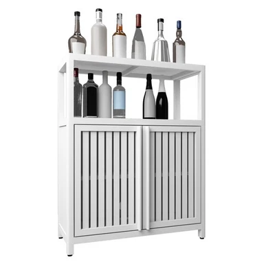 A bamboo storage cabinet with shelves - Image 1 of 4