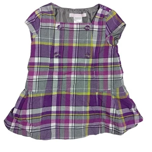 Vestido Janie & Jack a Cuadros Ajuste y Acampanado Talla 3-6 Meses Pullover Púrpura y Gris - Imagen 1 de 9