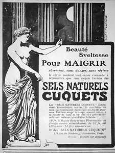 PUBLICITÉ DE PRESSE 1910 BEAUTÉ SVELTESSE POUR MAIGRIR SELS NATURELS CUQUETS - Picture 1 of 1