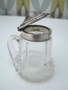 Birmingham 1920 plata esterlina y vidrio cerveza piedra/tanque en forma de mostaza olla - Imagen 1 de 3