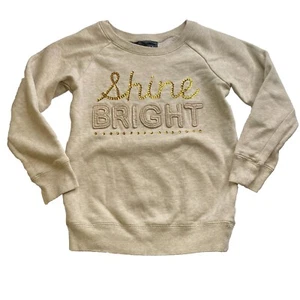 Green Soda Girls S (6-6X) Beige & Gold Sequin Sweatshirt Pullover Sweat Shirt - Picture 1 of 7