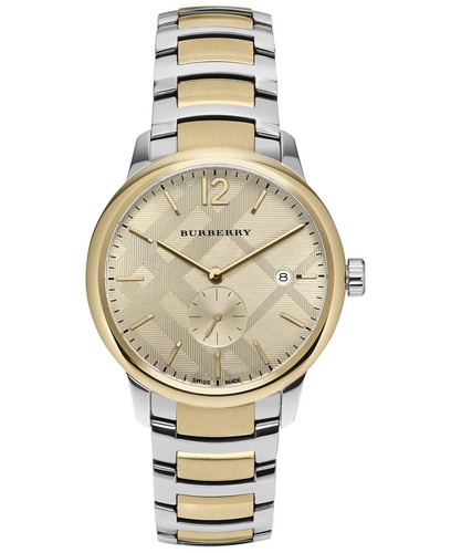 Orologio Burberry da uomo The Classic rotondo in acciaio inossidabile bicolore prezzo al pubblico consigliato $745