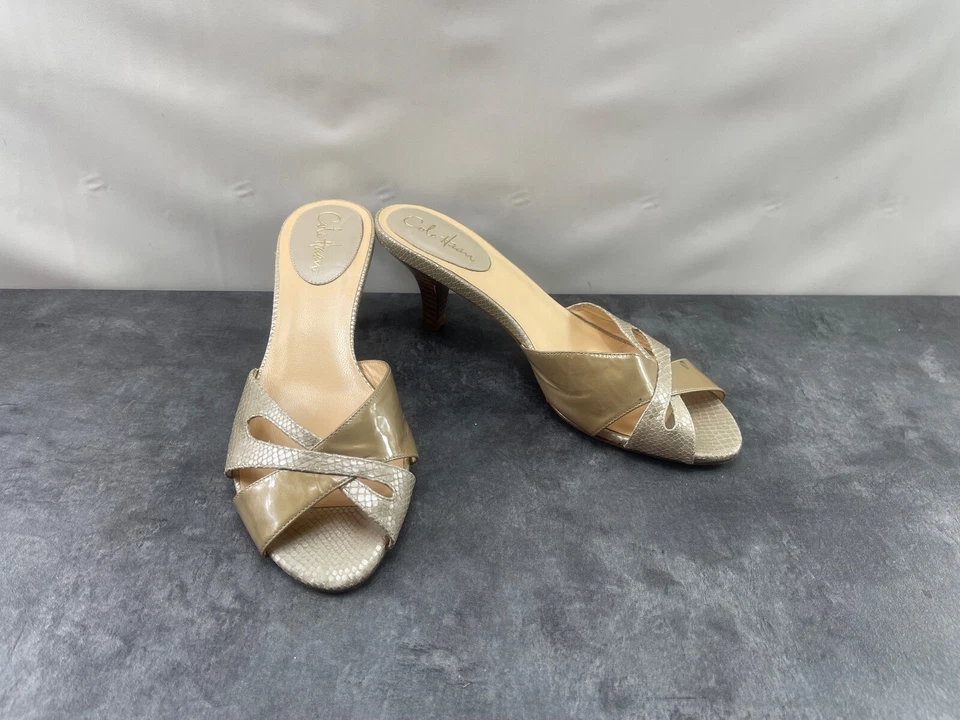 Zapatos para mujer Cole Haan Air Nora dorados beige 10B estampado de serpiente tacones sandalias Foto 1 de 4