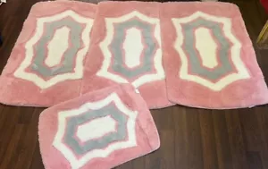 X ROMANY GYPSY WASHABLES GERMAN MATS NEW MATS THICK SETS OF 4 RUGS PINK/GREY X - Picture 1 of 8