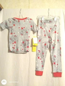 5T Disney Mickey mouse boy gray valentine short sleeve pajama set - Picture 1 of 4
