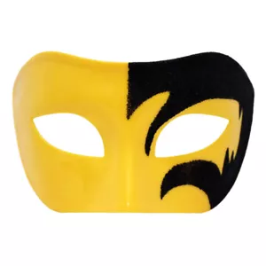 Mystic Black Glitter & Yellow Venetian Masquerade Mask ~ MARDI GRAS WEDDING PROM - Picture 1 of 3