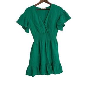 BB Dakota Flatterärmel Wickel Mini Kleid Grün Größe S - Bild 1 von 5
