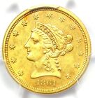 1861 Liberty Gold Quarter Eagle (1861-P) $2.50 Coin - Certified Pcgs Au55 - Rare