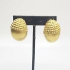 Vtg LES BERNARD Vc VANITY Clip Earrings 1/2 Hoop Designer Jewelry Modernist 