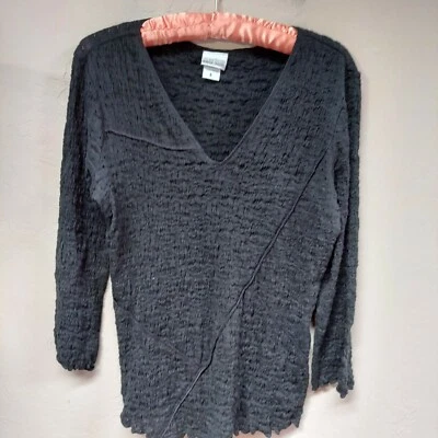 NTCO Nomadic Traders Mujer Pequeño Negro Tejido Suéter Top Cuello en V Manga 3/4 Foto 1 de 4