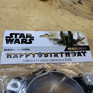 Star Wars Mandalorian Happy Birthday Party Hanging Banner Party Decoration 6’ - Picture 1 of 4