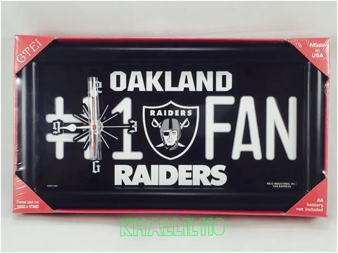 NFL Oakland Raiders #1 Fan License Plate Shaped Wall Clock Cover