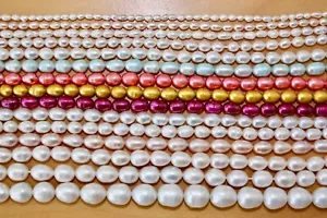 2-3mm bis10-11mm Zuchtperlen Strang Süßwasser Perlen Schmuck Halskette Oval mknj - Bild 1 von 19