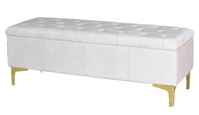 Polsterbank Samthocker Samtbank Vintage Pouf Hocker Bank Sitztruhe mit Stauraum - Bild 1 von 4