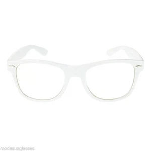 RETRO Vintage Hombres Mujeres Unisex Marco Nerd Moda Lentes Transparentes Gafas BLANCAS - Imagen 1 de 3
