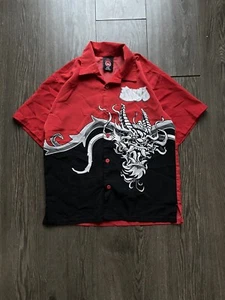 Vintage JNCO Jeans Youth Size Small 8 Button Up Shirt Dragon Red Crown - Picture 1 of 5