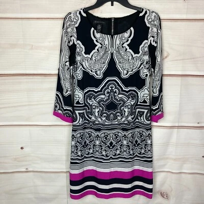 INC Concepts платье женщин PM пейсли трикотажа Shift 3/4 рукав декольте маленький - Изображение 1 из 4