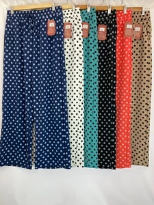 Womens Wide Leg Polka Dot Pants Ladies Casual Summer Beach Palazzo Trousers - Picture 1 of 20