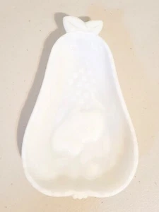 Vintage White Milk Glass Pear Shape Spoon Rest Trinket Candy Nut Dish - Picture 1 of 5