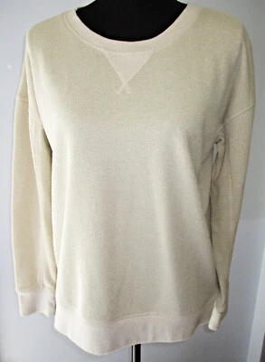 American Eagle Crema con Metalizado Dorado Brillo Jersey Sudadera M Mediano AEO Foto 1 de 4