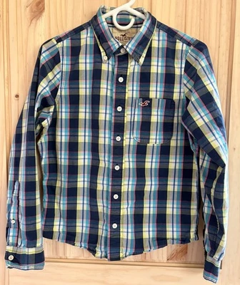 Vintage Hollister Yellow Pink Blue Plaid Shirt Men's Sm Retro Y2K Streetwear - Image 1 of 4