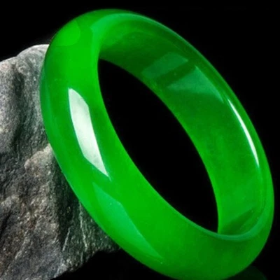 Certified natural quartzite jade green bracelet Flat bar fashion jewelry - Image 1 of 4