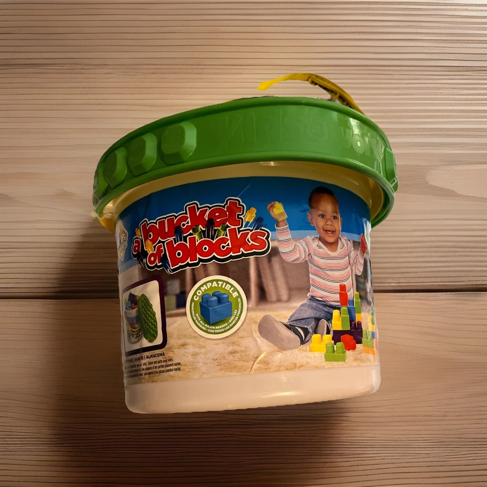 AMLOID,KIDS @ WORK,BUCKET OF BLOCKS,20 BIG BUILDING BLOCKS,6 COLORS,KIDS 1+, NEW - Image 1 of 3