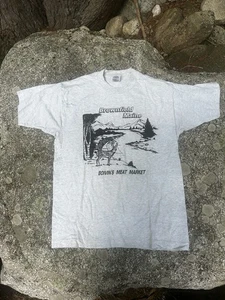 Vintage Brownfield Maine Brown’s Meat Market Single Stitched Tan Mens Large Deer - Picture 1 of 6