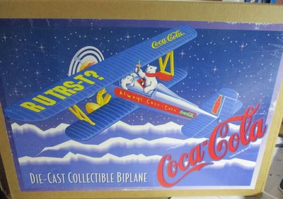 1997 Coca Cola Die Cast Stearman Bi-plane Polar Bear #F601~NEW in BOX - Image 1 of 4